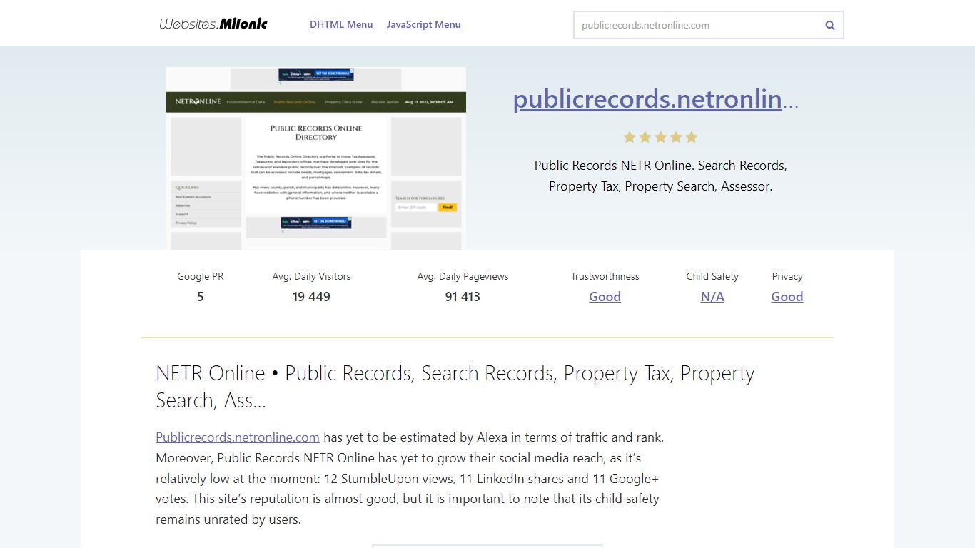 Publicrecords.netronline.com website. NETR Online • Public Records ...